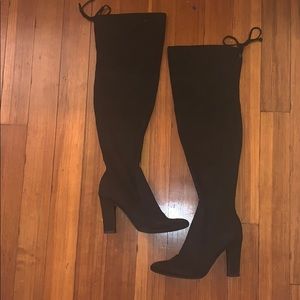 Over the knee black suede boots